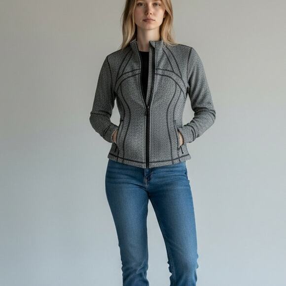 Lululemon Define Jacket Women's Sz 6 Heathered Herringbone Black Luon Outdoors - Picture 1 of 9